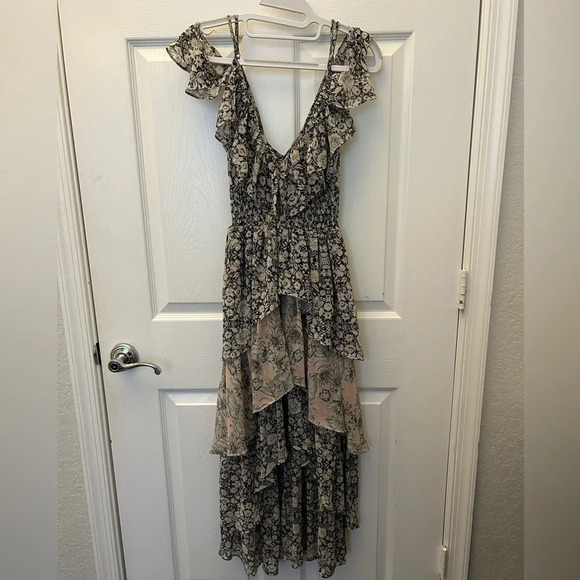 MISA Los Angeles Idalia Tiered Ruffle Midi Dress XS - Picture 3 of 7